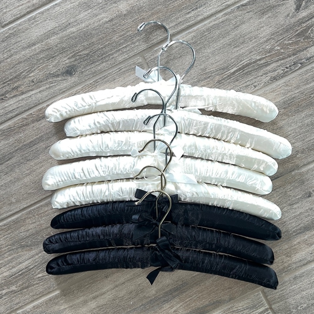 Homegoods White and Black Satin Hangers pack of 8
